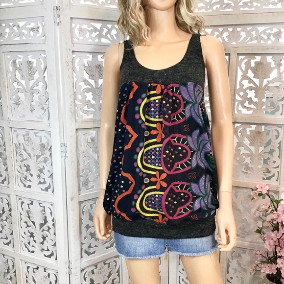 Boho Sleeveless Sweater Tunic Top Medium - Picture 1 of 5